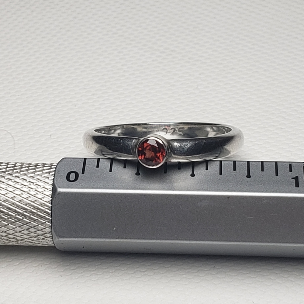 Small Red Ruby Gemstone Silver 925 Ring 6 Stacking - image 3